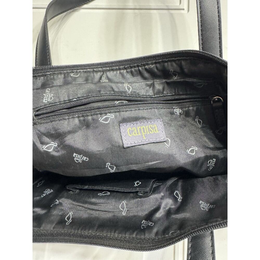 Carpisa Black Nylon Canvas Satchel Tote Side Strap Detail Purse - Picture 5 of 7